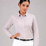 Strata Brown Stripes Oxford Cotton Women Shirt
