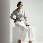 Strata Brown Stripes Oxford Cotton Women Shirt - John Ellies