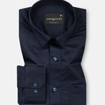 Draxon Navy Blue Plain Cotton Shirt - John Ellies