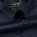Draxon Navy Blue Plain Cotton Shirt - John Ellies