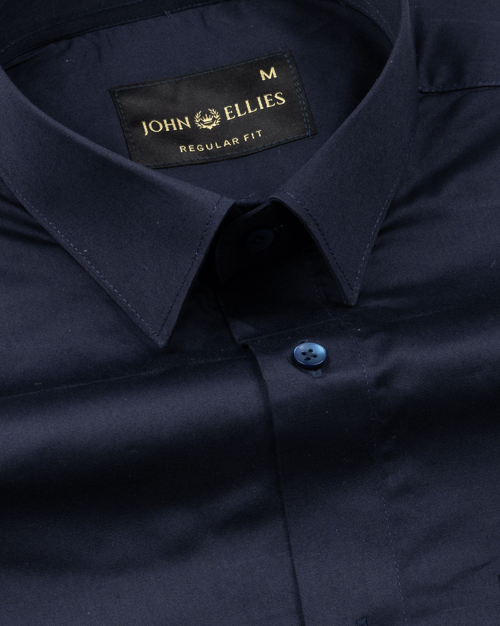 Draxon Navy Blue Plain Cotton Shirt - John Ellies