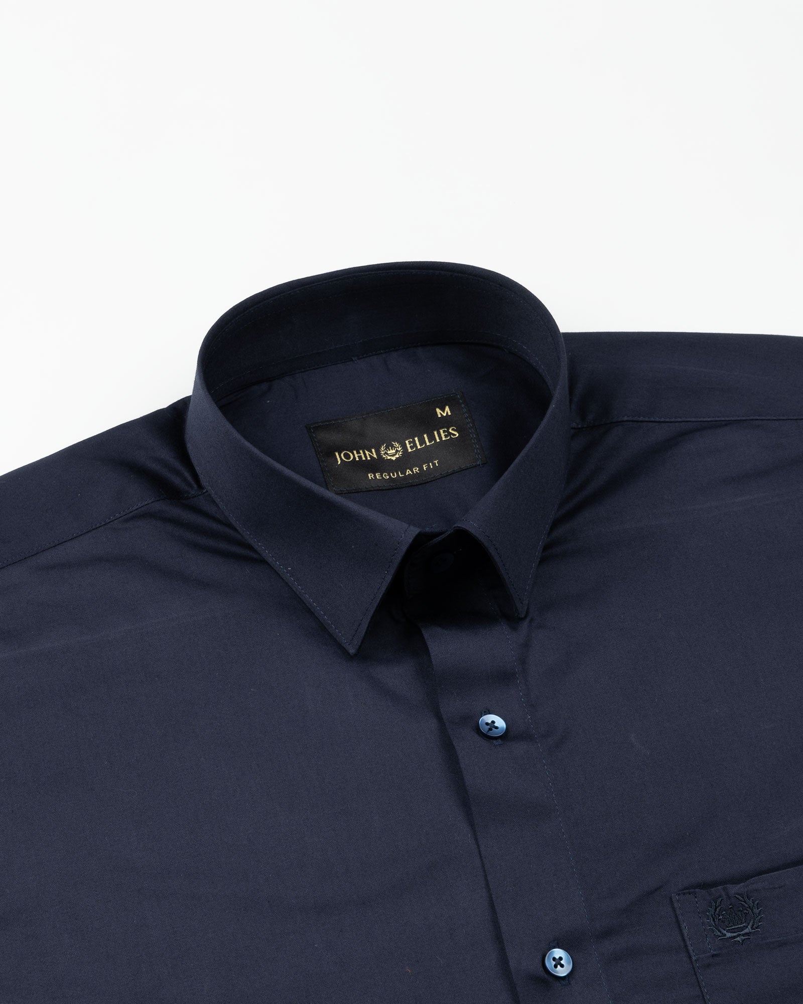 Draxon Navy Blue Plain Cotton Shirt - John Ellies