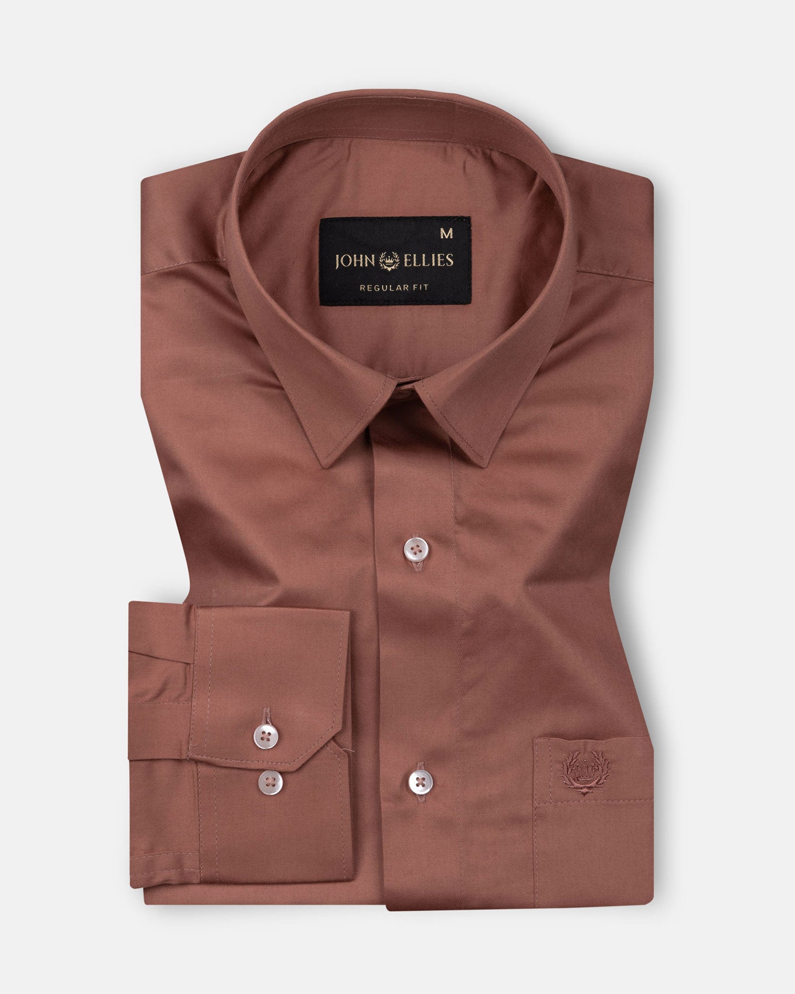 Draxon Brown Plain Cotton Shirt - John Ellies