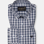 Bene White And Black Check Button Down Cotton Shirt - John Ellies