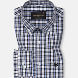 Bene White And Black Check Button Down Cotton Shirt - John Ellies