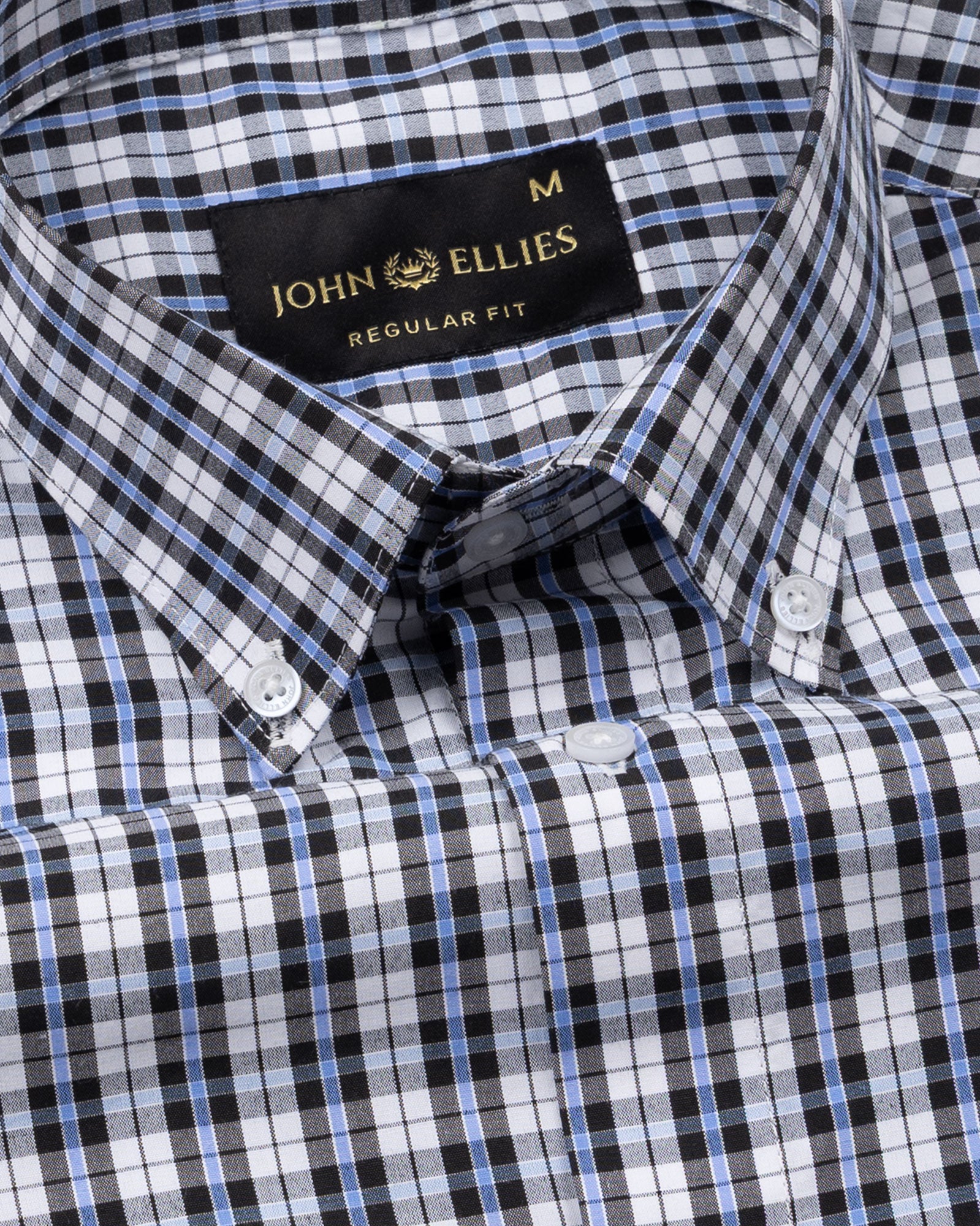 Bene White And Black Check Button Down Cotton Shirt - John Ellies