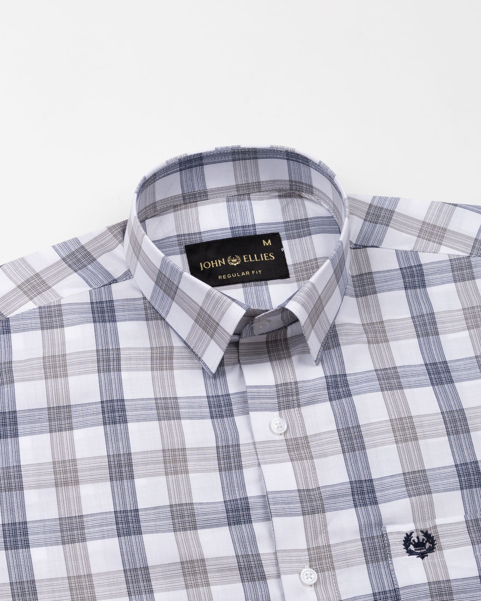Bene Navy Blue Check Cotton Shirt - John Ellies