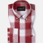 Bene Red Check Button Down Cotton Shirt - John Ellies