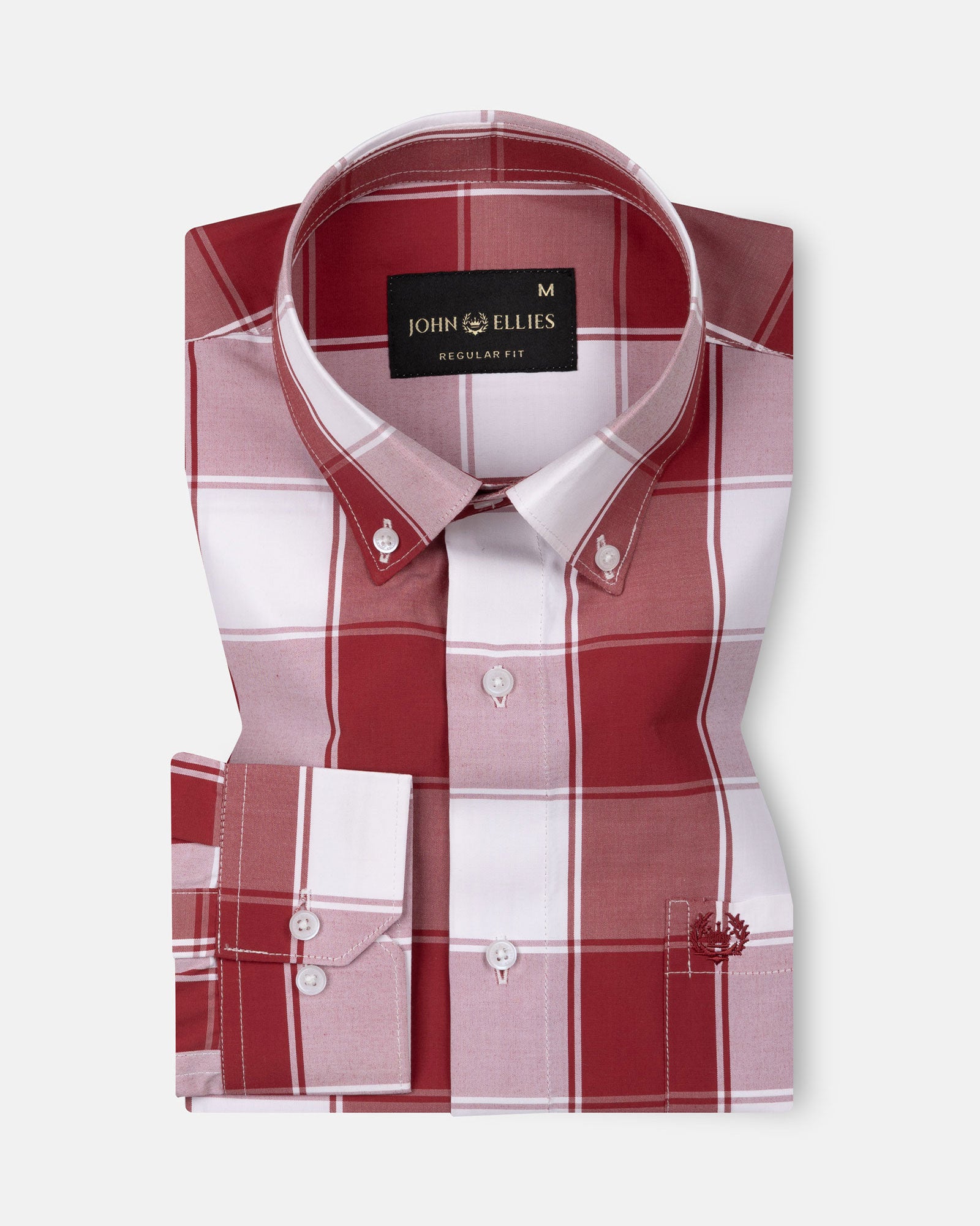 Bene Red Check Button Down Cotton Shirt - John Ellies