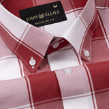 Bene Red Check Button Down Cotton Shirt - John Ellies