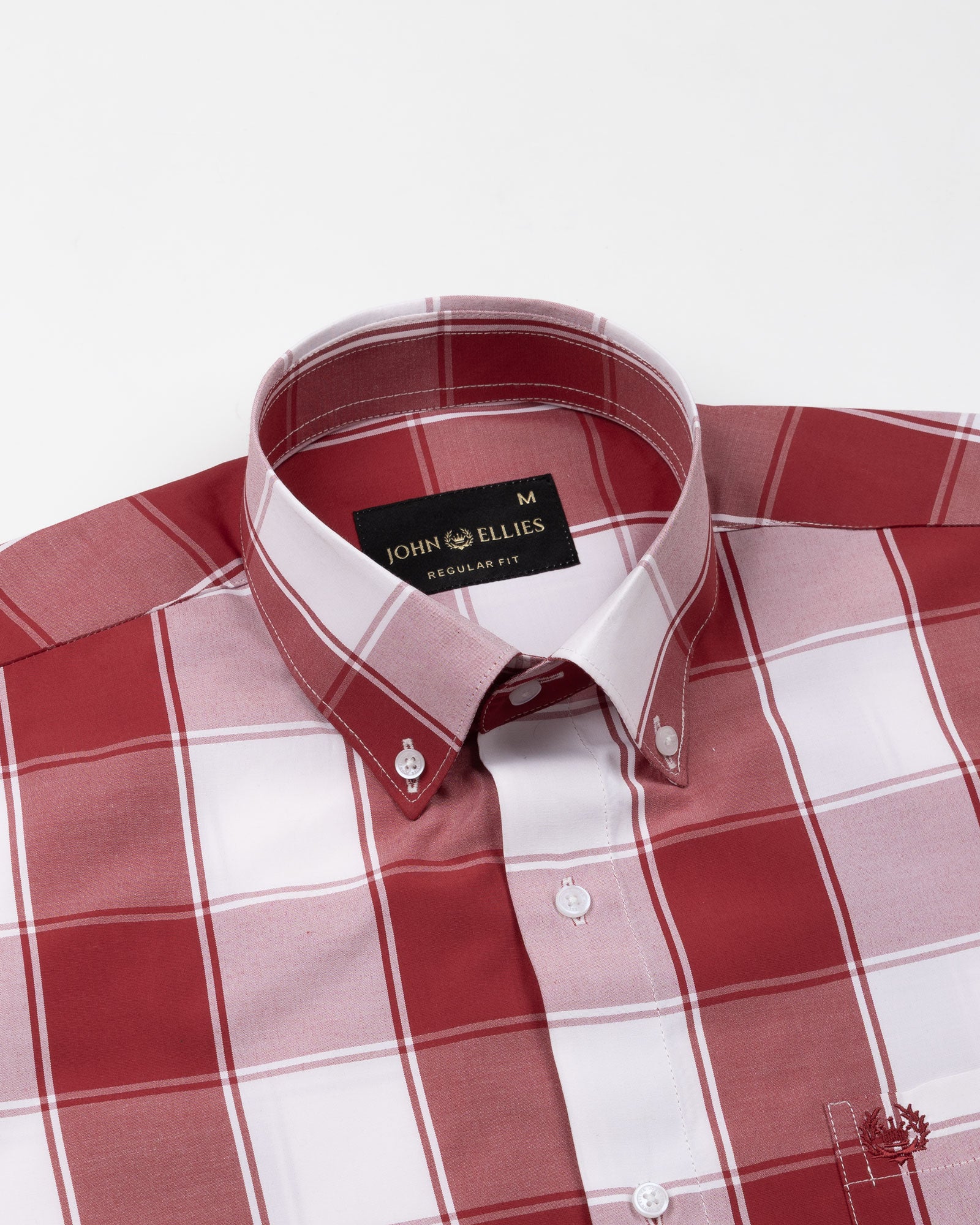 Bene Red Check Button Down Cotton Shirt - John Ellies