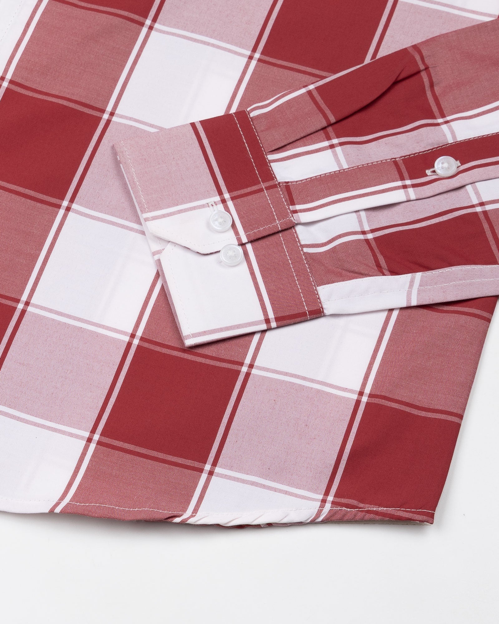 Bene Red Check Button Down Cotton Shirt - John Ellies