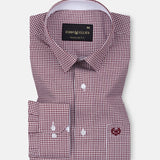 Bene Maroon Check Cotton Shirt - John Ellies
