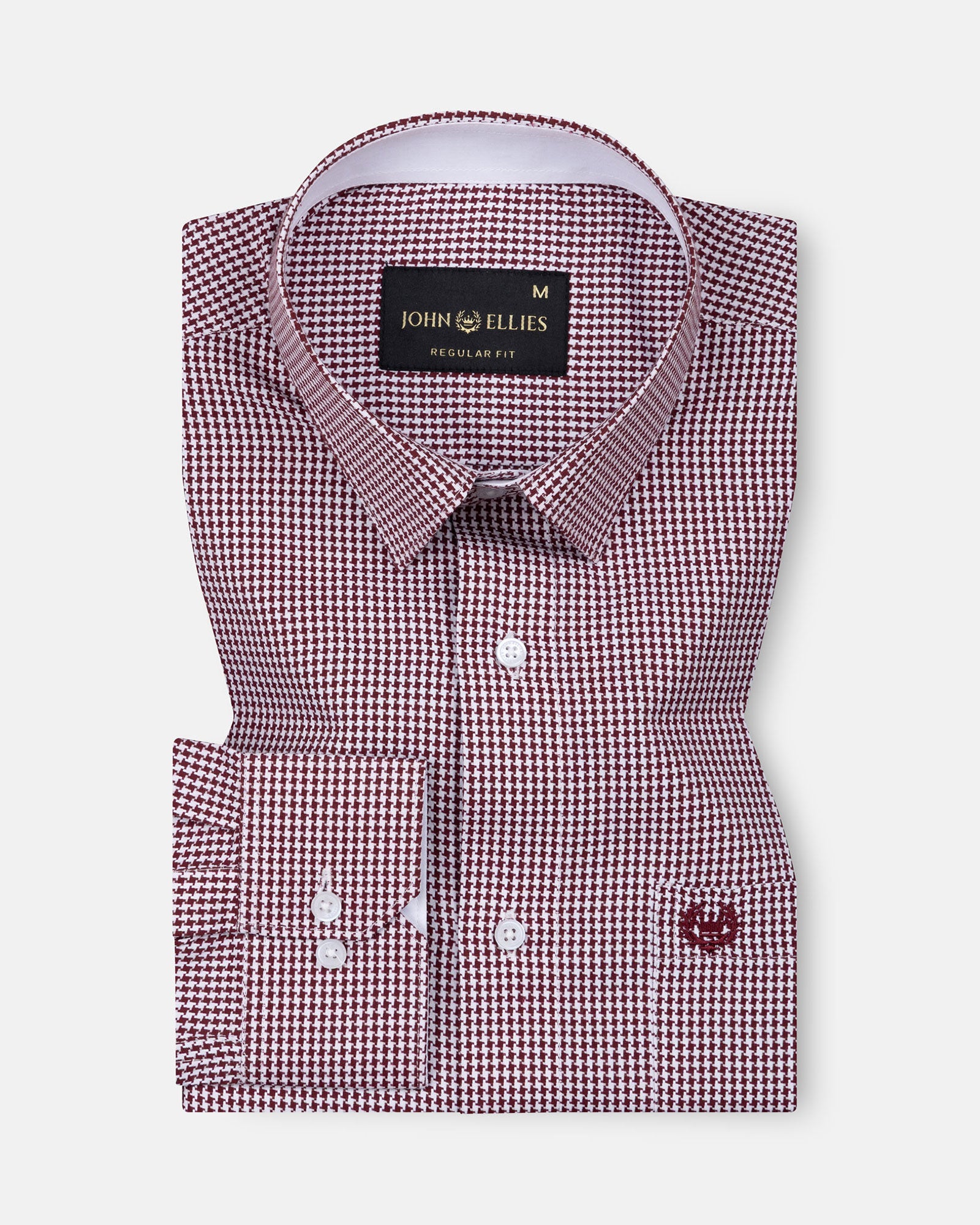 Bene Maroon Check Cotton Shirt - John Ellies