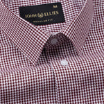 Bene Maroon Check Cotton Shirt - John Ellies