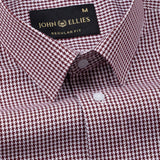 Bene Maroon Check Cotton Shirt - John Ellies