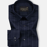Santhe Navy Blue Stripe Cotton Shirt - John Ellies