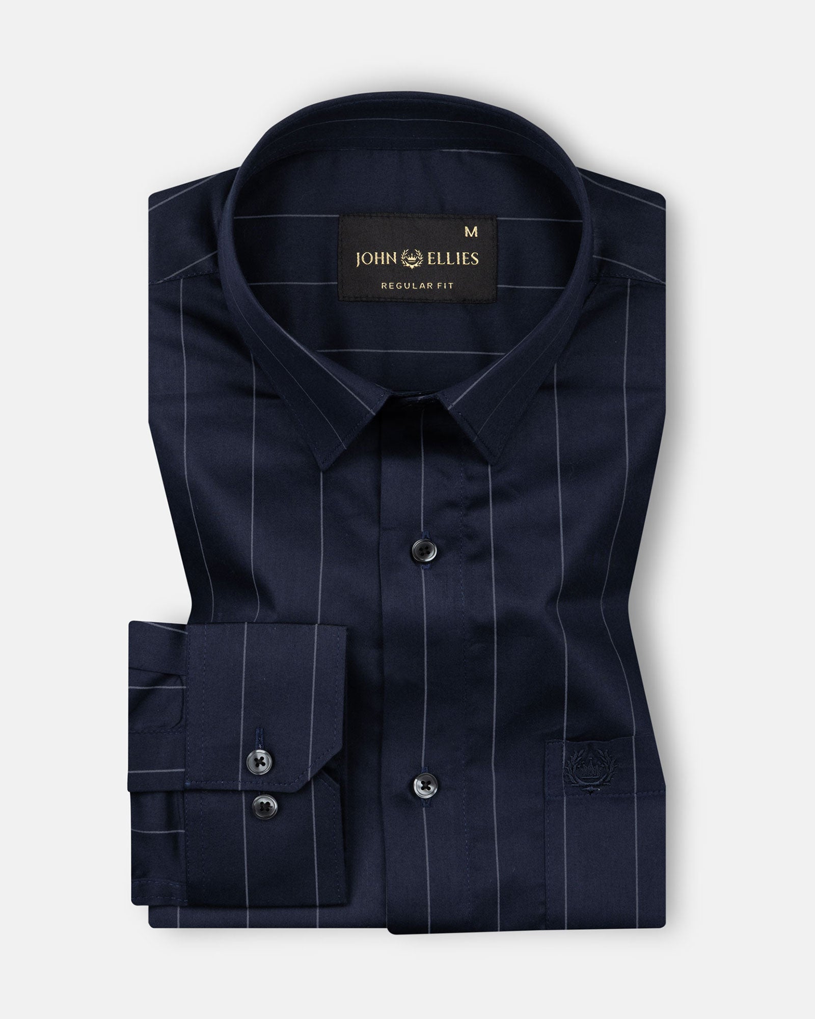 Santhe Navy Blue Stripe Cotton Shirt - John Ellies