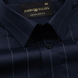Santhe Navy Blue Stripe Cotton Shirt - John Ellies