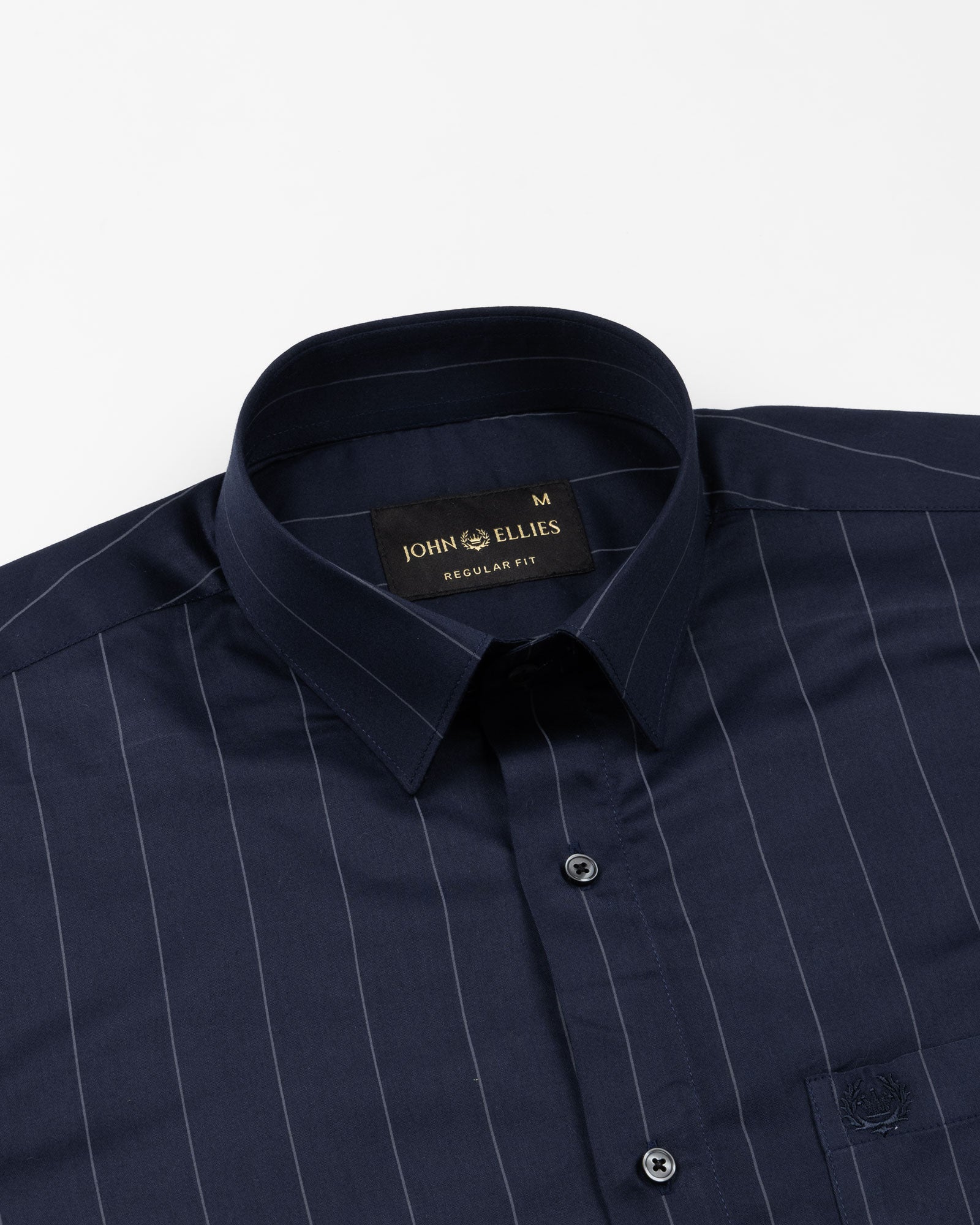 Santhe Navy Blue Stripe Cotton Shirt - John Ellies
