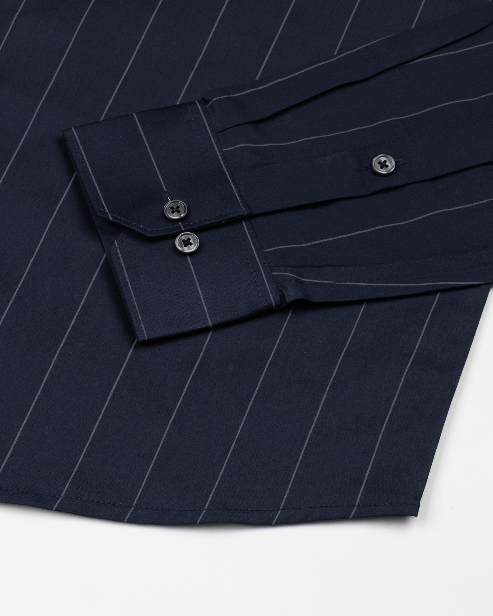 Santhe Navy Blue Stripe Cotton Shirt - John Ellies
