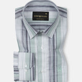 Bruce Olive Stripe Linen Shirt - John Ellies