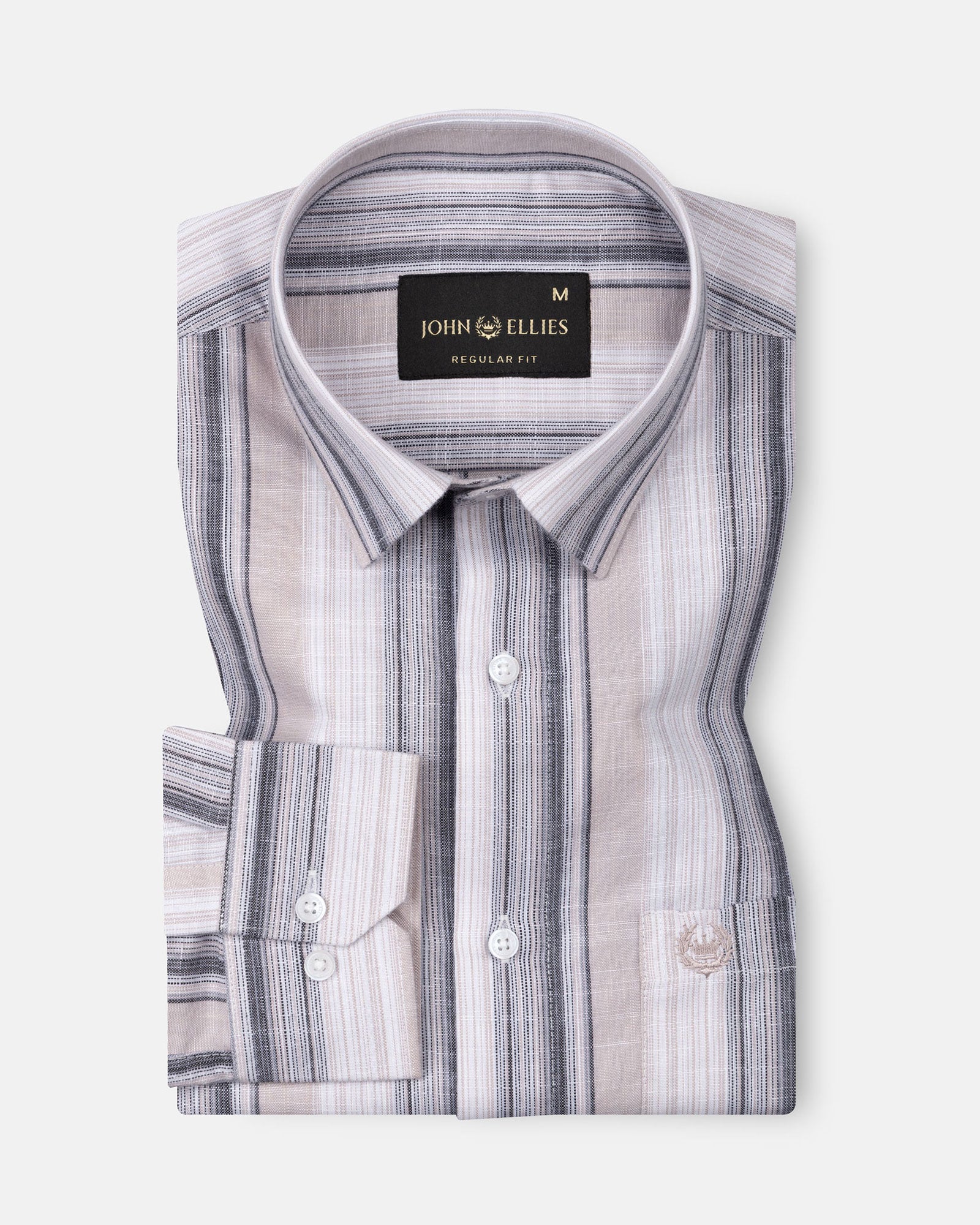 Bruce Beige Stripe Linen Shirt - John Ellies