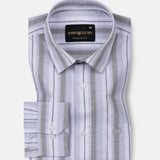 Bruce Silver Stripe Linen Shirt - John Ellies