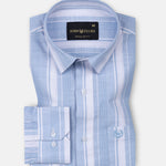 Bruce Sky Blue Stripe Linen Shirt - John Ellies