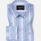 Bruce Sky Blue Stripe Linen Shirt - John Ellies