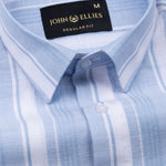 Bruce Sky Blue Stripe Linen Shirt - John Ellies
