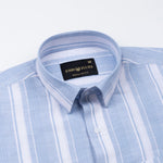 Bruce Sky Blue Stripe Linen Shirt - John Ellies