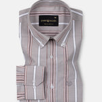 Hammel Beige Stripe Button Down Oxford Cotton Shirt - John Ellies