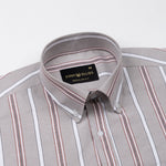 Hammel Beige Stripe Button Down Oxford Cotton Shirt - John Ellies