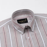 Hammel Beige Stripe Button Down Oxford Cotton Shirt - John Ellies