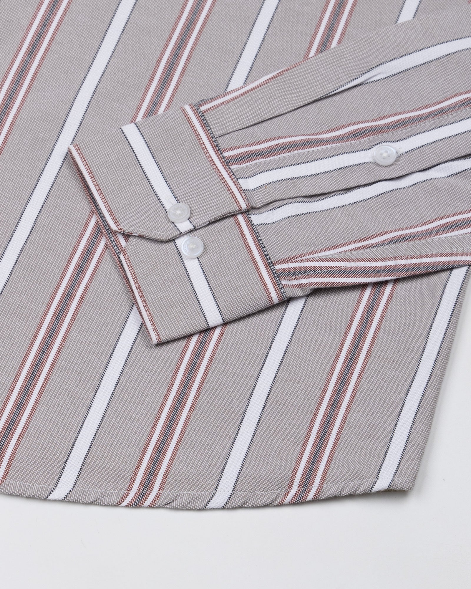 Hammel Beige Stripe Button Down Oxford Cotton Shirt - John Ellies