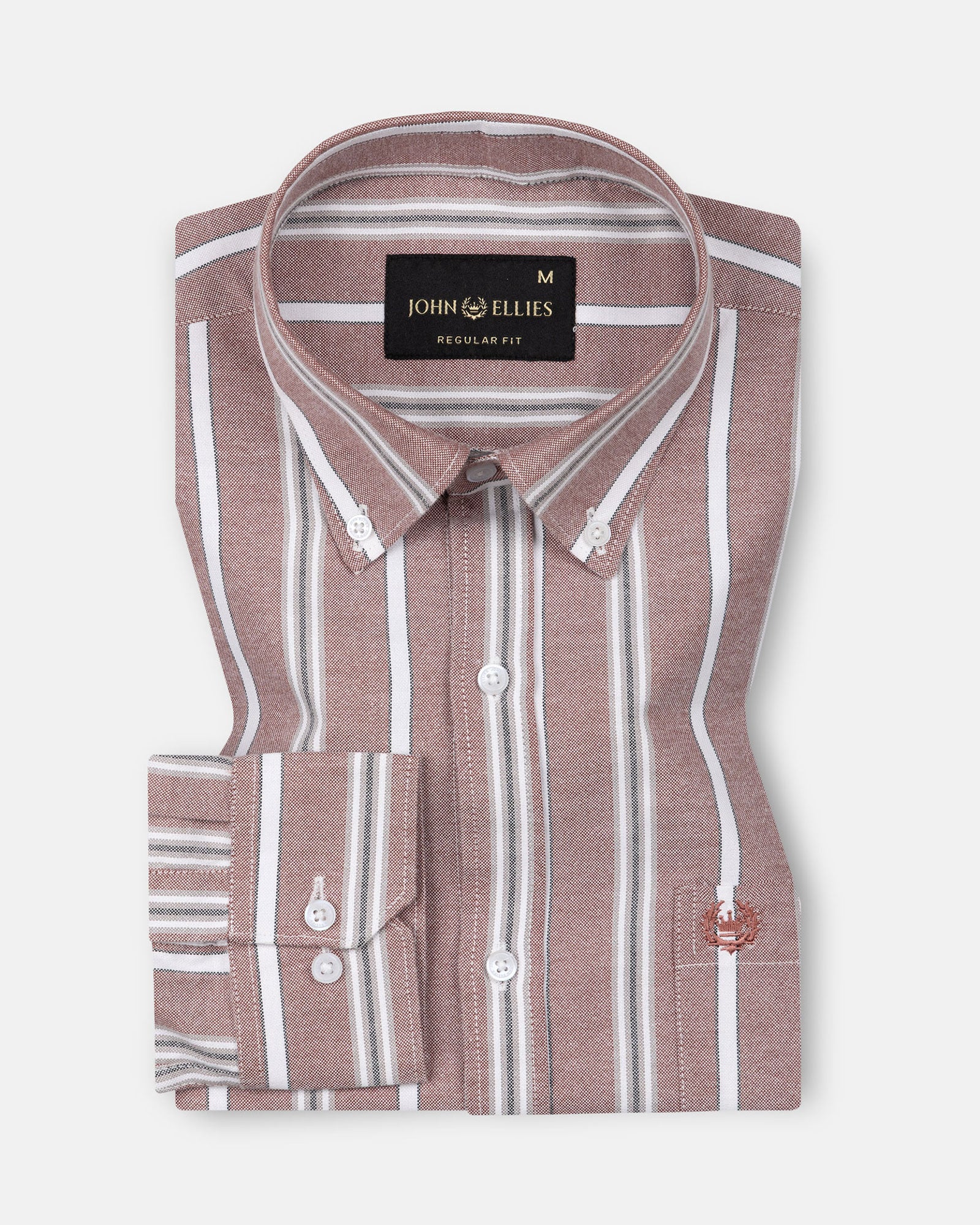 Hammel Red Stripe Button Down Oxford Cotton Shirt - John Ellies