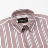 Hammel Red Stripe Button Down Oxford Cotton Shirt - John Ellies