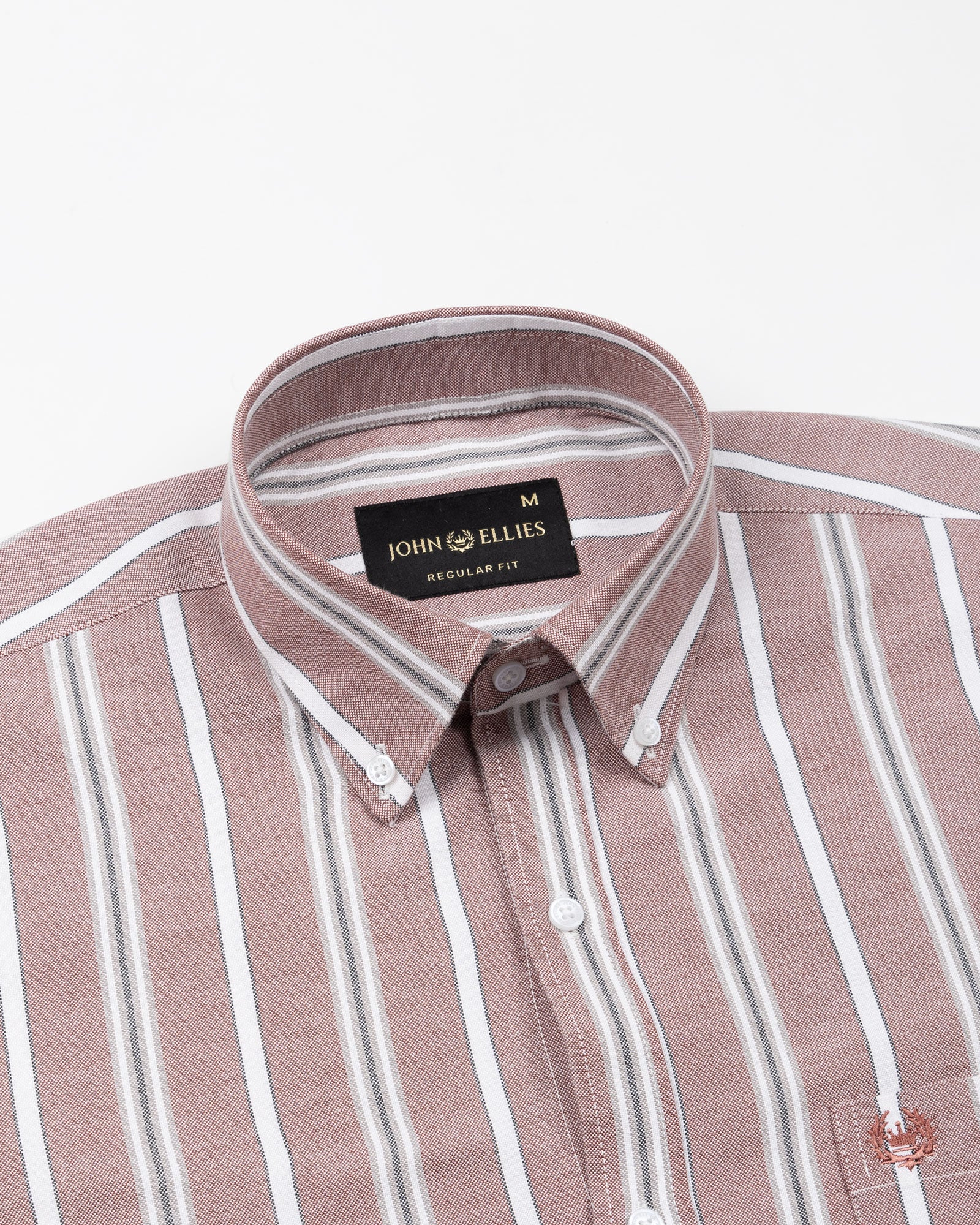 Hammel Red Stripe Button Down Oxford Cotton Shirt - John Ellies