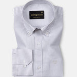 Palnoss Grey Stripe Button Down Oxford Cotton Shirt - John Ellies