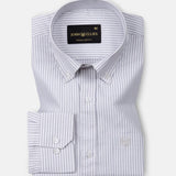 Palnoss Grey Stripe Button Down Oxford Cotton Shirt - John Ellies