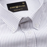 Palnoss Grey Stripe Button Down Oxford Cotton Shirt - John Ellies