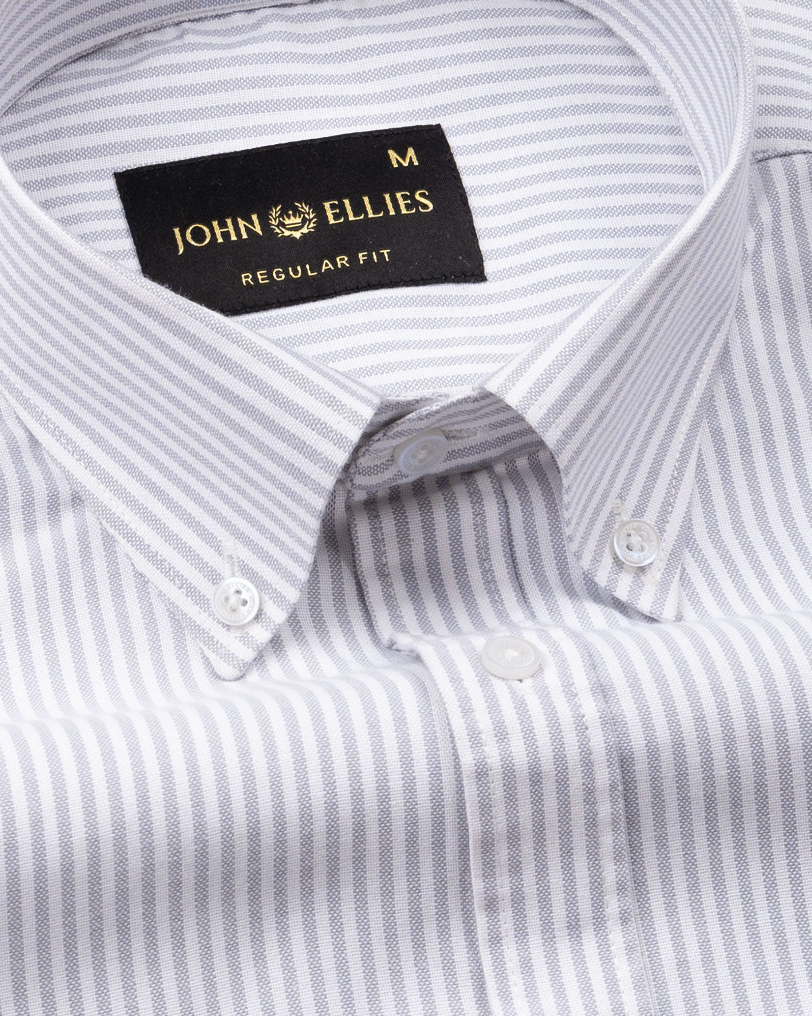 Palnoss Grey Stripe Button Down Oxford Cotton Shirt - John Ellies