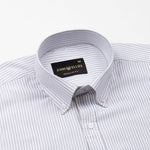 Palnoss Grey Stripe Button Down Oxford Cotton Shirt - John Ellies