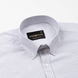 Palnoss Grey Stripe Button Down Oxford Cotton Shirt - John Ellies
