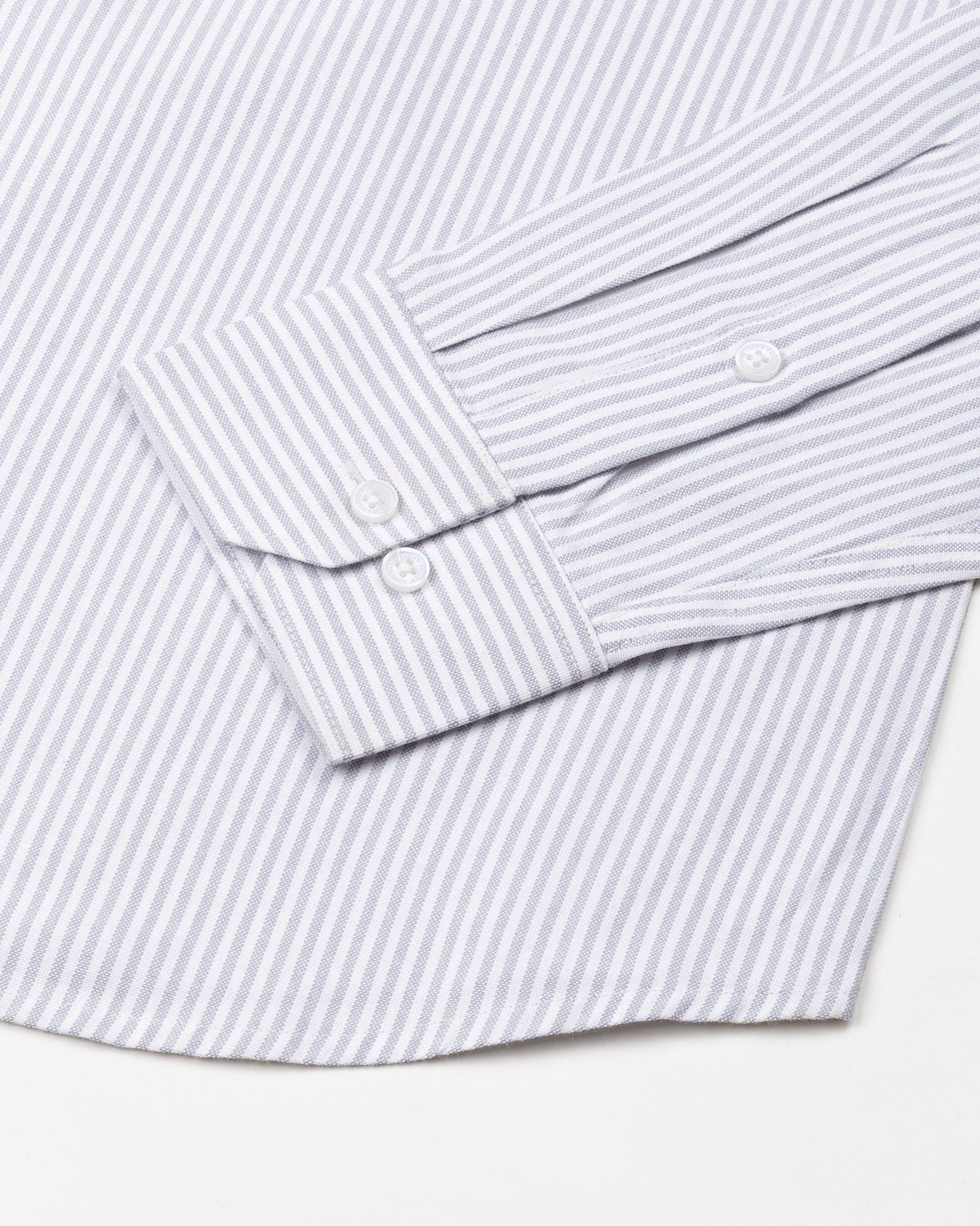 Palnoss Grey Stripe Button Down Oxford Cotton Shirt - John Ellies