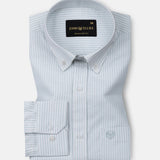 Palnoss Green Stripe Button Down Oxford Cotton Shirt - John Ellies