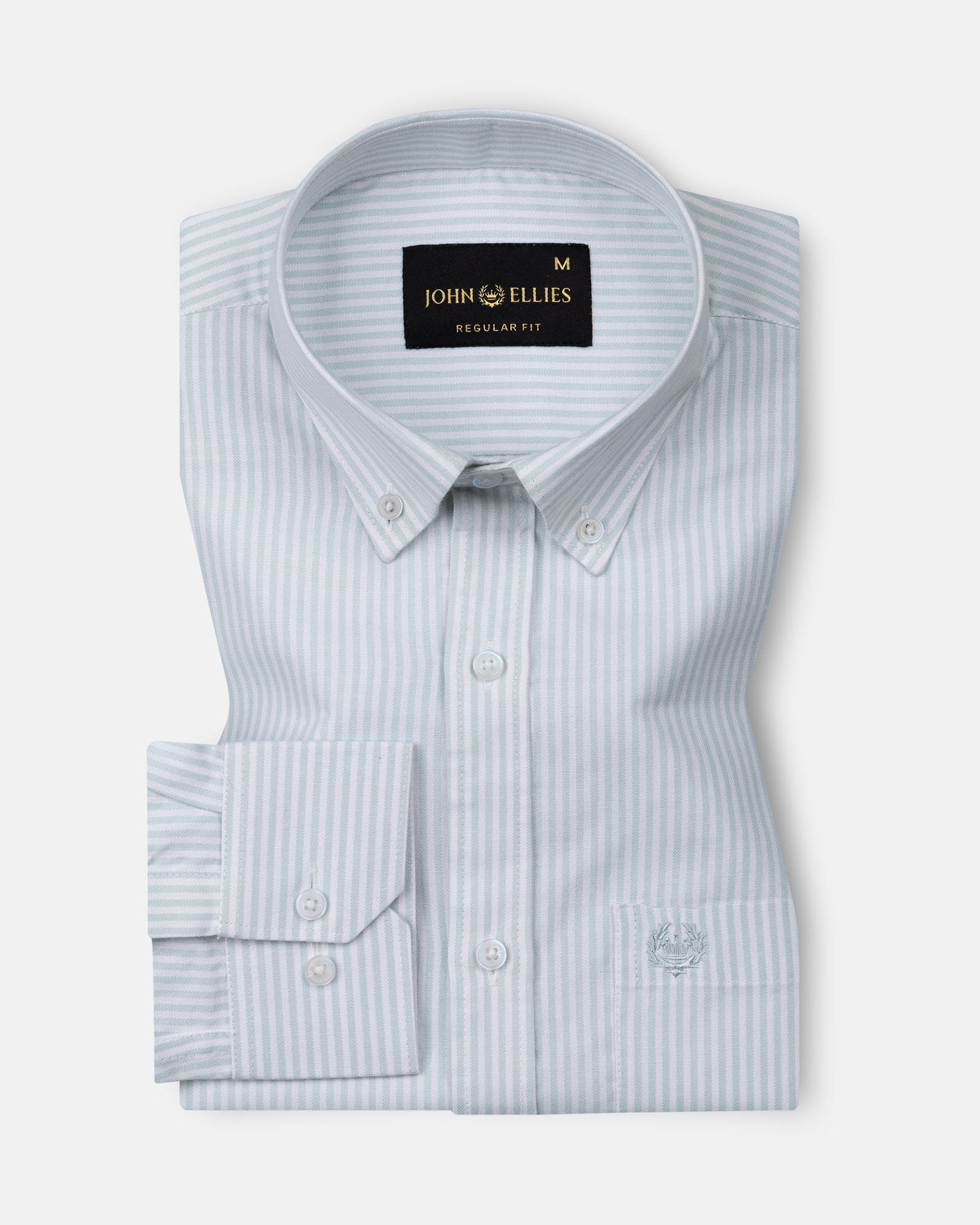 Palnoss Green Stripe Button Down Oxford Cotton Shirt - John Ellies