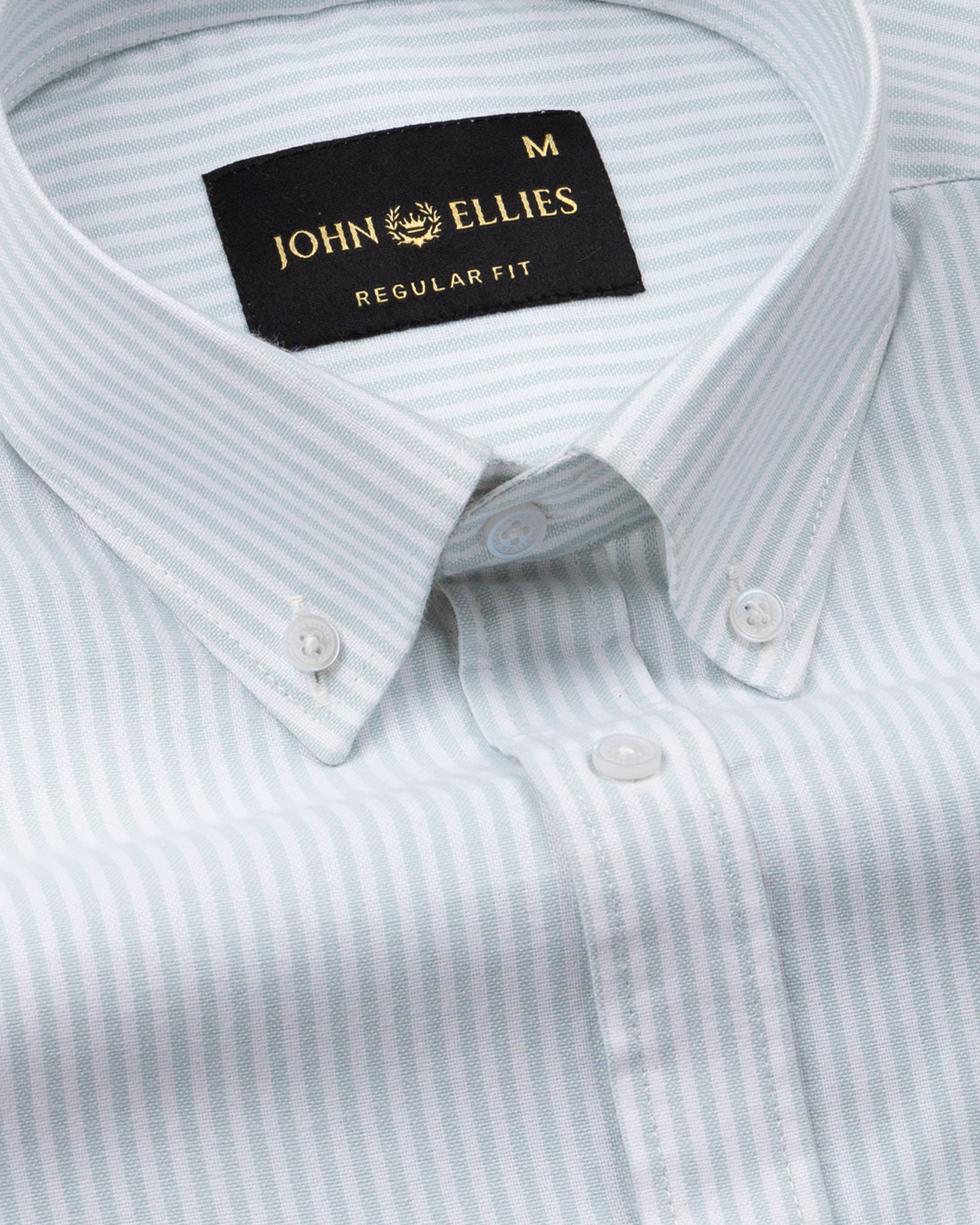 Palnoss Green Stripe Button Down Oxford Cotton Shirt - John Ellies