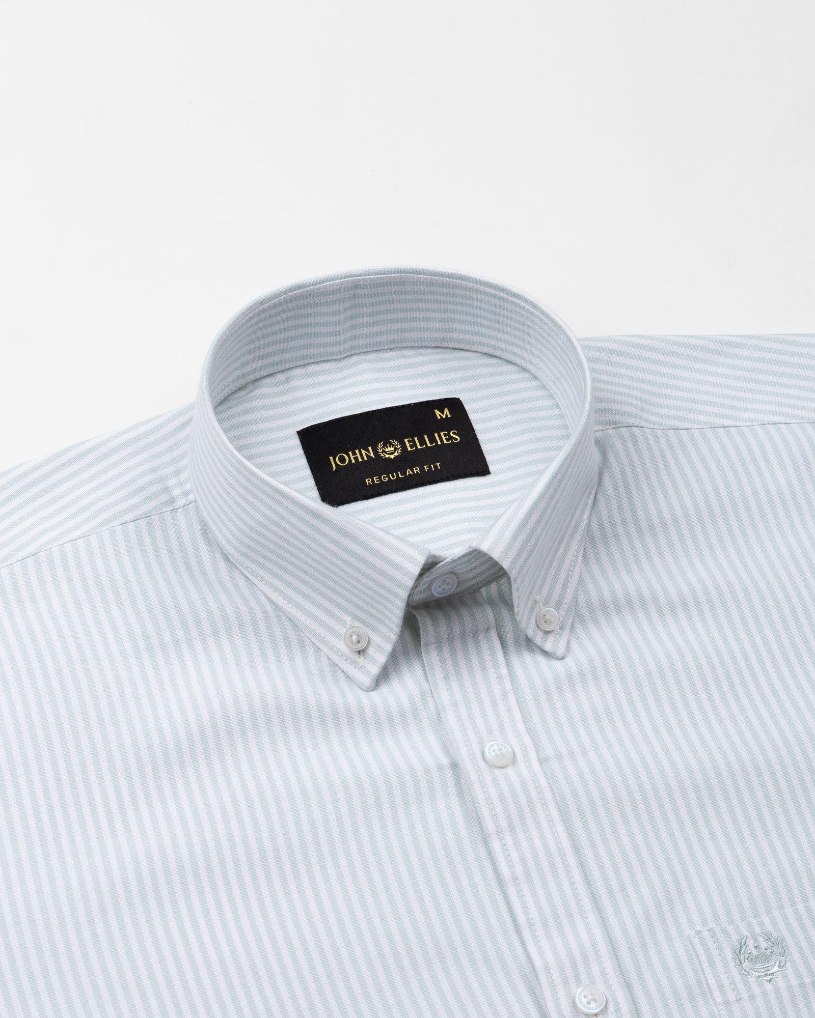 Palnoss Green Stripe Button Down Oxford Cotton Shirt - John Ellies